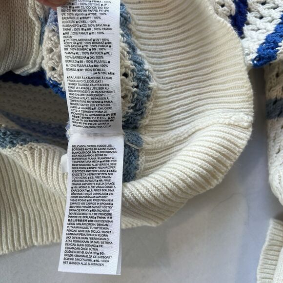 Gap Kids Girls Cardigan Button Up Sweater, White W Blue Stripes, Size S (6-7) - Picture 6 of 7